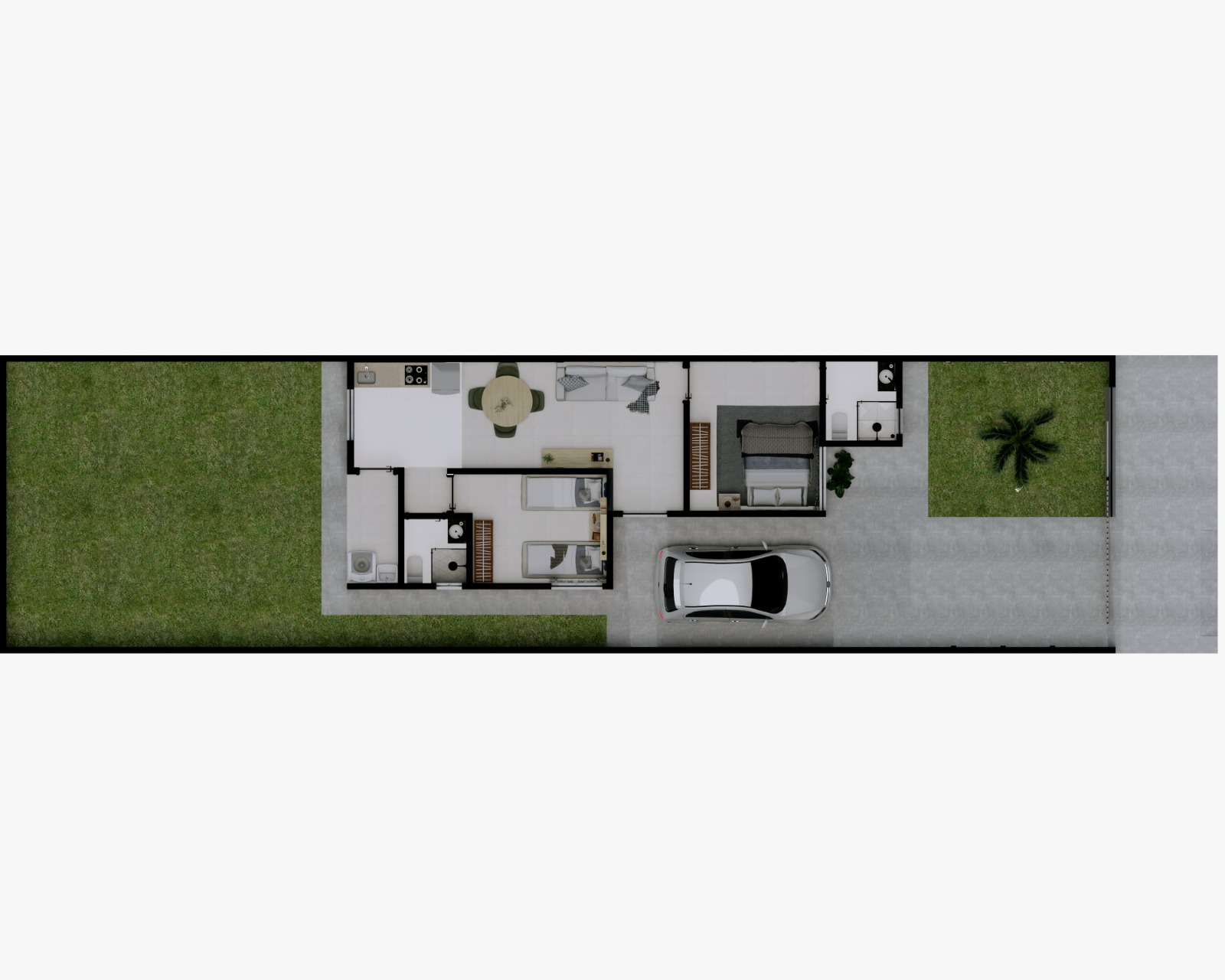 Planta humanizada da casa de 73 m²